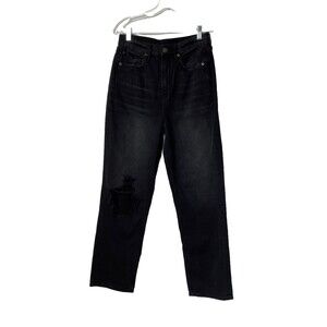 American Eagle Jeans Size 6 Black Highest Rise 90's Boyfriend Women's Distressed